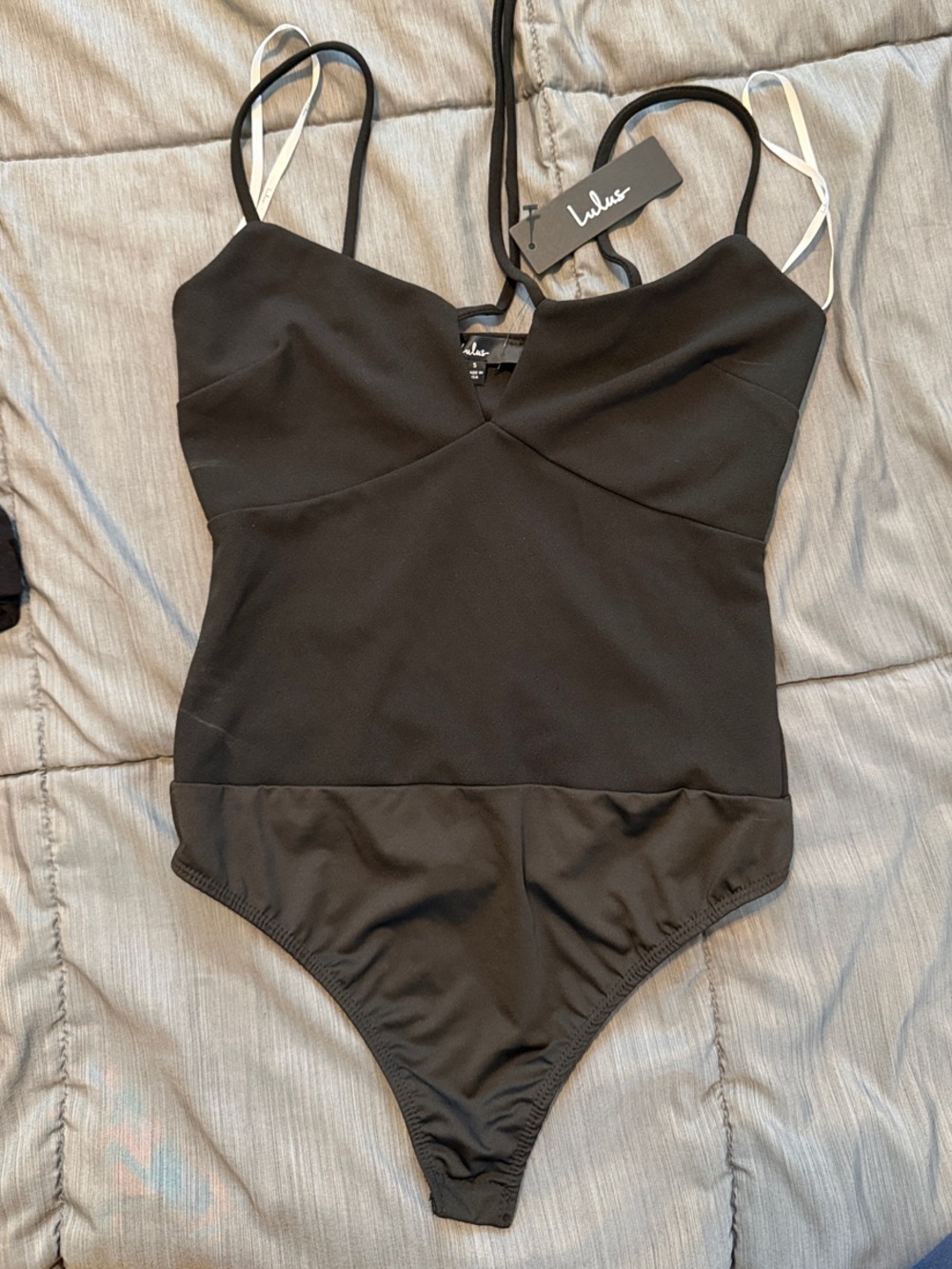 Lulu's Black cross strap fully adjustable Strappy Bodysuit nwt